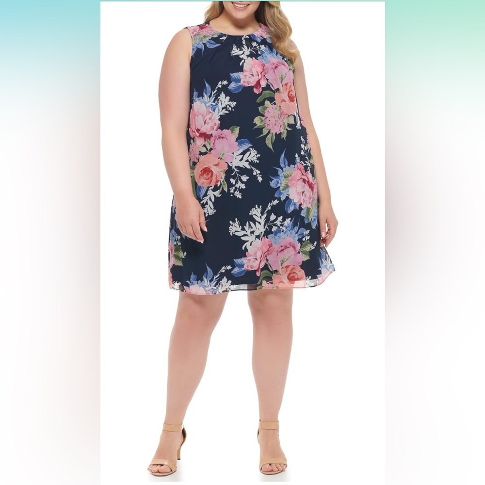 Jessica Howard Women's Style Trapeze Sleeveless Printed Chiffon Size 18 Plus
